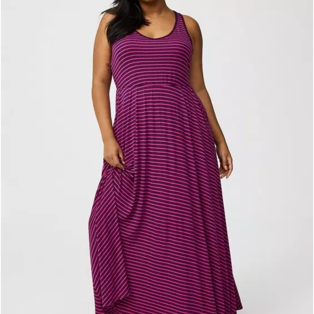 Torrid Purple And Pink Striped Maxi Dress